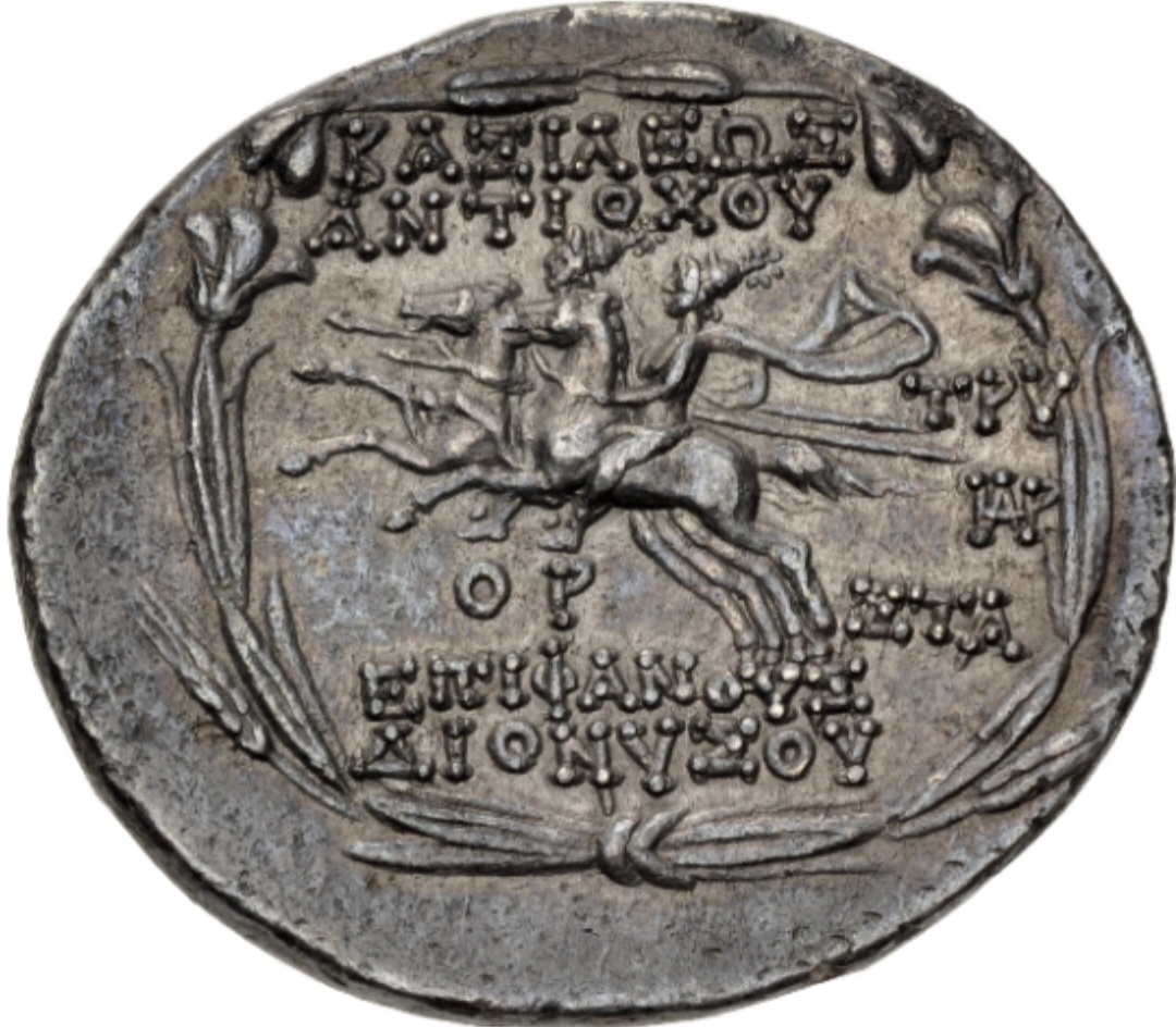 144-142-BC-Se-170-Seleukid-Empire-Antiochos-VI-Dionysos,-Antioch-On-The-Orontes-Mint.-AR-Tetradrachm